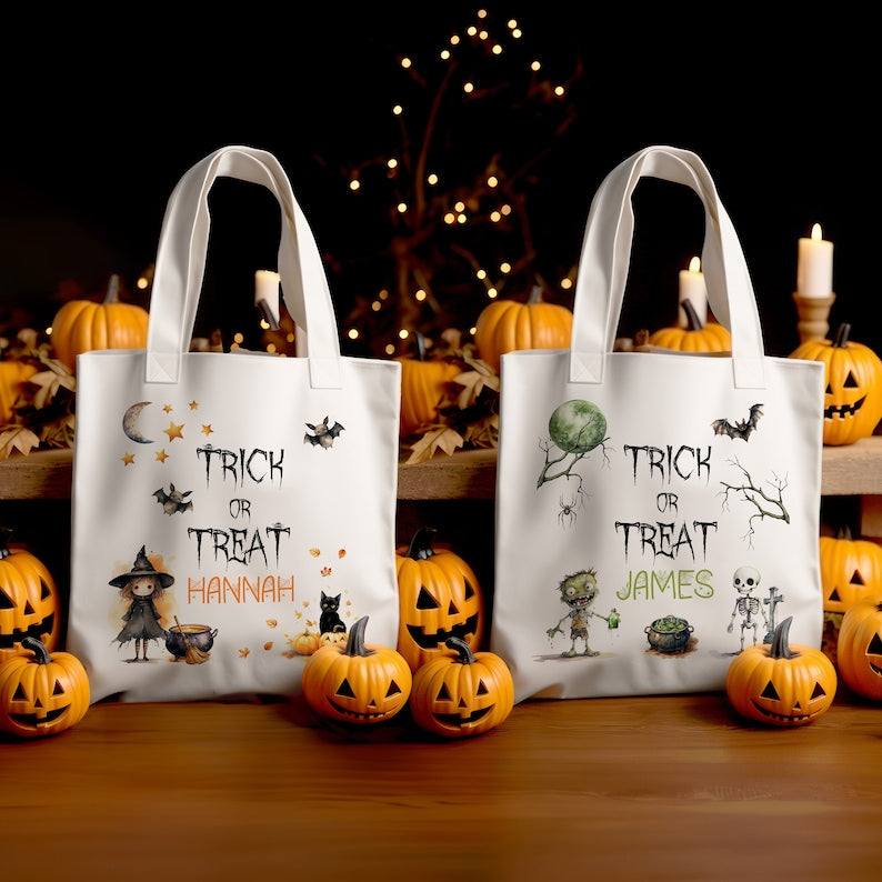 Halloween Tote Bag for Trick or Treat - Personalized Halloween Tote Bag 0924