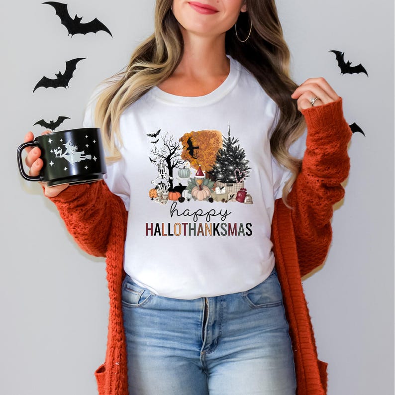 Happy Hallothanksmas Shirt Halloween T-shirt & Hoodie 0924