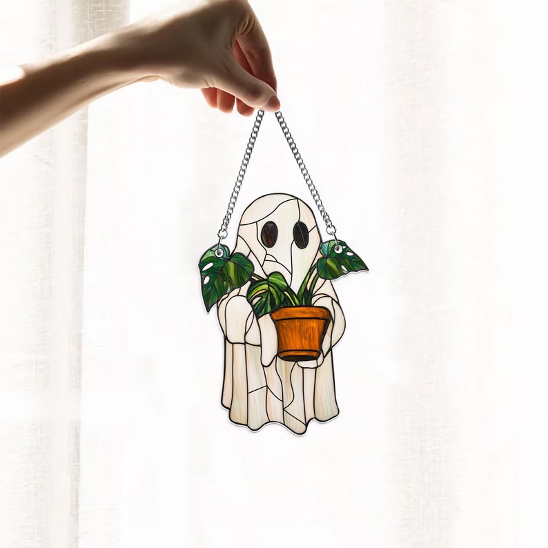Niedlicher Geisterpflanzen-Sonnenfänger, Halloween-Fensterhänger-Sonnenfänger-Ornament 0924