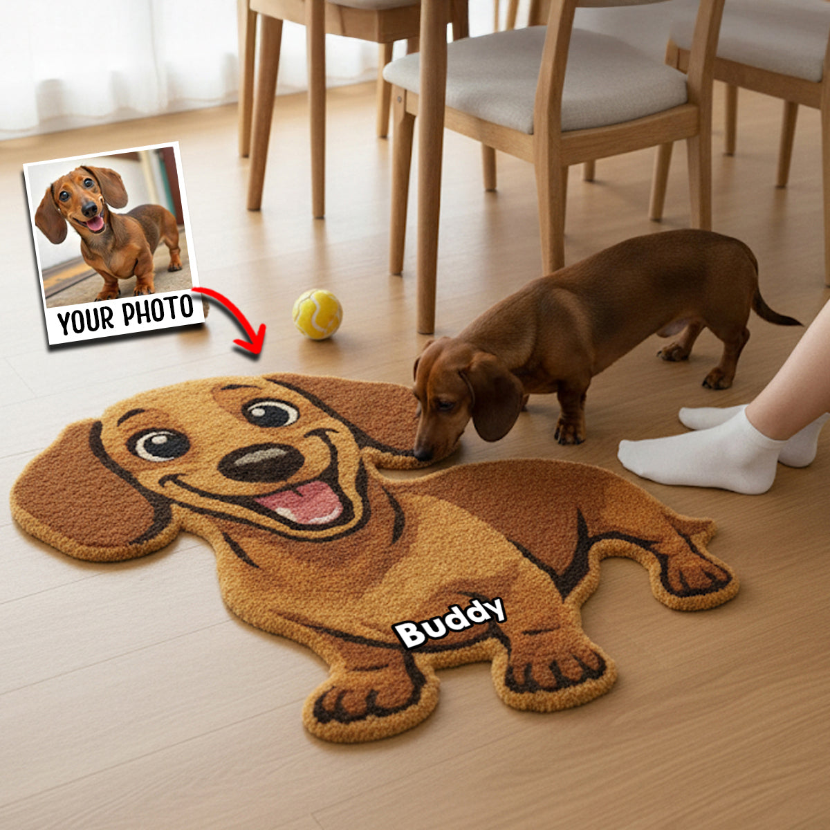 Any Photo Into Rug - Personalized Dachshund Dog Non-Slip Tufted Rug
