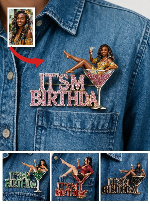 C'est mon anniversaire - Épingle en émail 3D embossée personnalisée Femme Noire