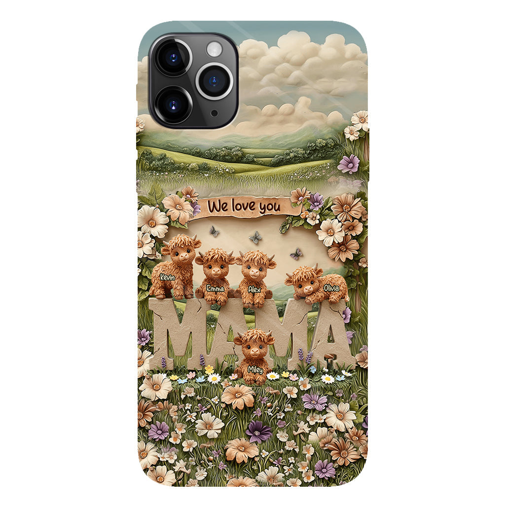 Cute Highland Cow Mama, Grandma - Personalized Mother Full Print Phone Case