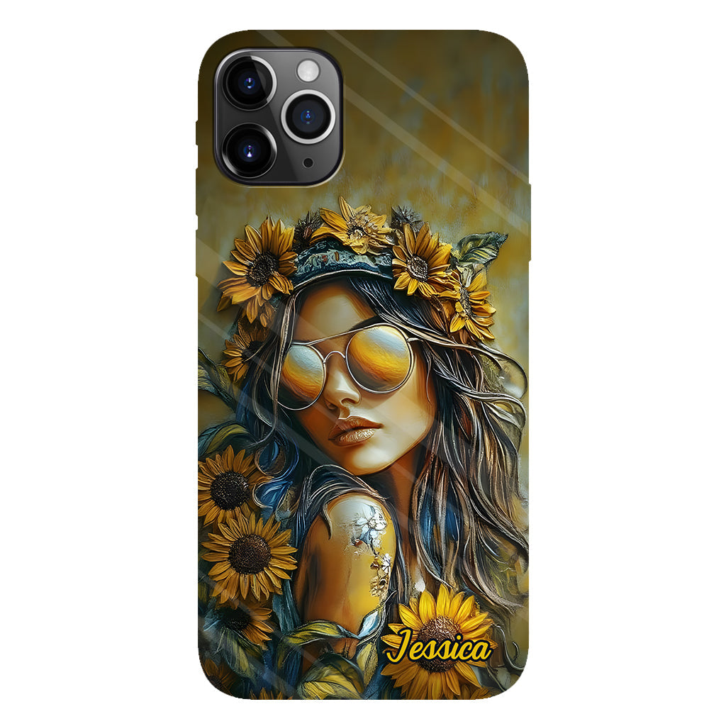 Hippie Soul Sunflower Girl - Personalized Hippie Full Print Phone Case
