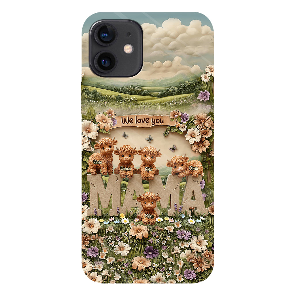 Cute Highland Cow Mama, Grandma - Personalized Mother Full Print Phone Case