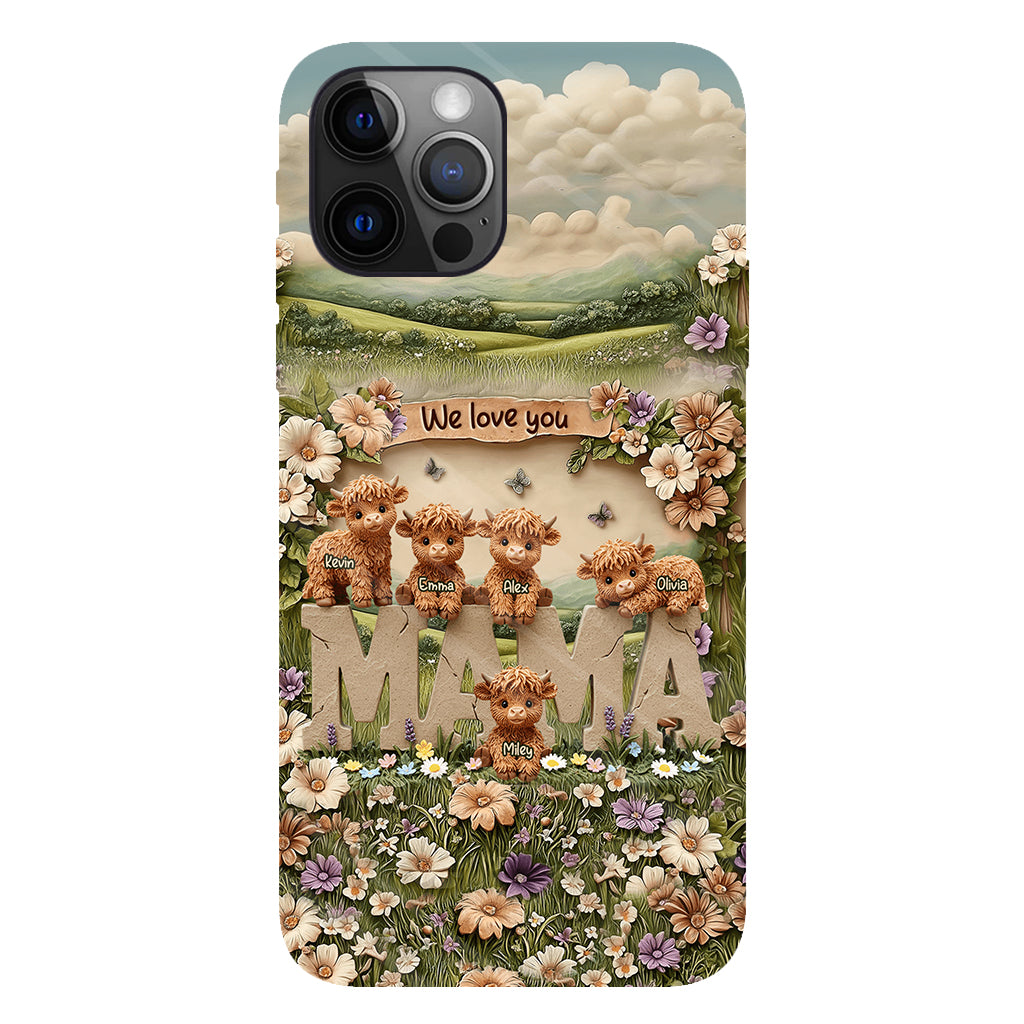 Cute Highland Cow Mama, Grandma - Personalized Mother Full Print Phone Case