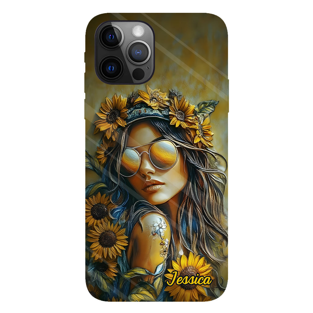 Hippie Soul Sunflower Girl - Personalized Hippie Full Print Phone Case