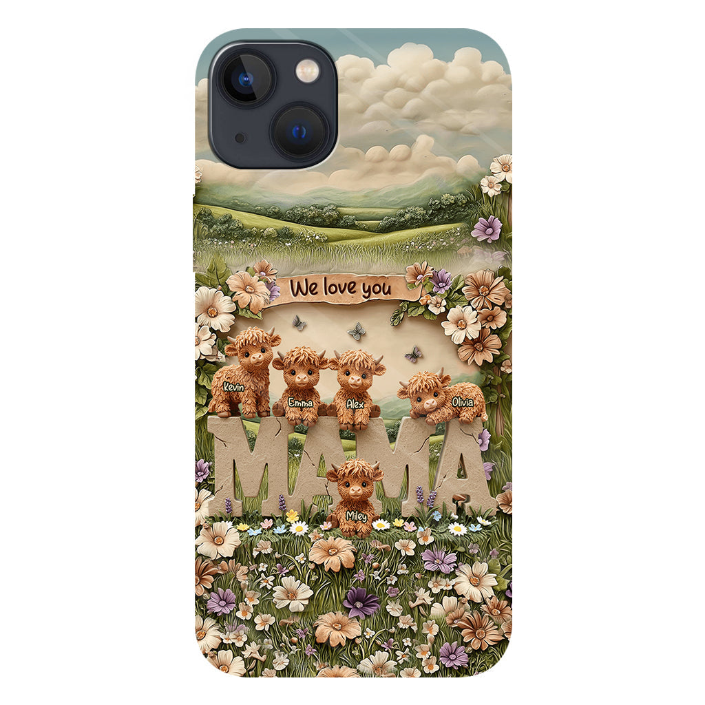 Cute Highland Cow Mama, Grandma - Personalized Mother Full Print Phone Case