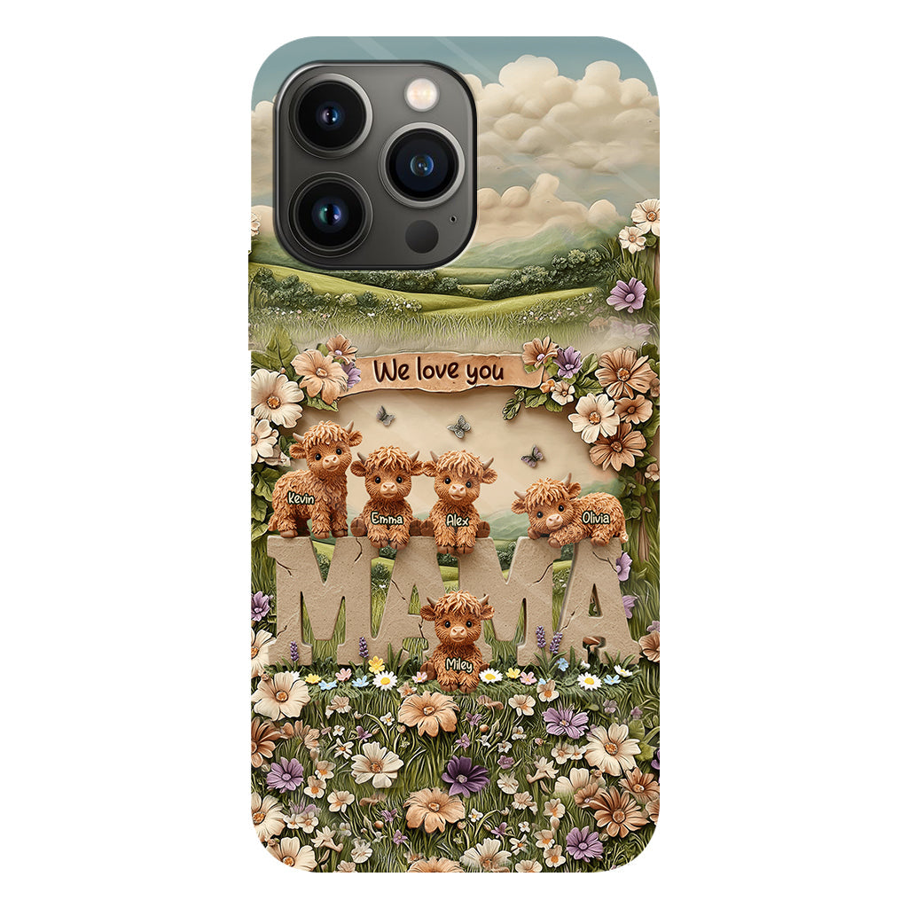 Cute Highland Cow Mama, Grandma - Personalized Mother Full Print Phone Case