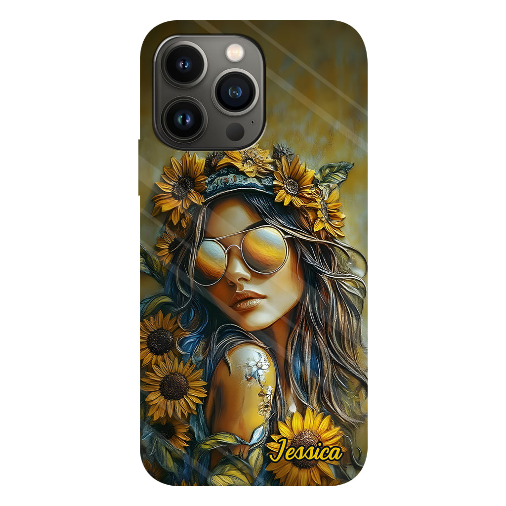 Hippie Soul Sunflower Girl - Personalized Hippie Full Print Phone Case