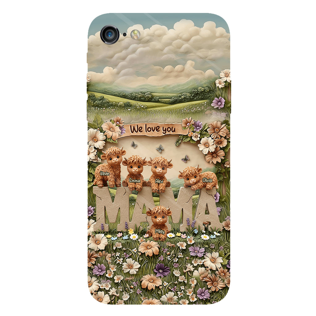 Cute Highland Cow Mama, Grandma - Personalized Mother Full Print Phone Case