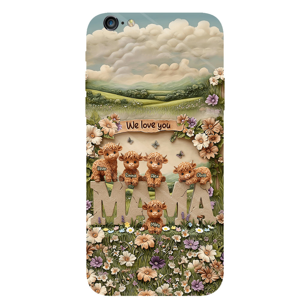 Cute Highland Cow Mama, Grandma - Personalized Mother Full Print Phone Case