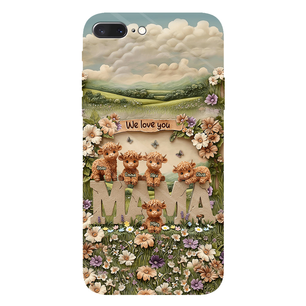 Cute Highland Cow Mama, Grandma - Personalized Mother Full Print Phone Case