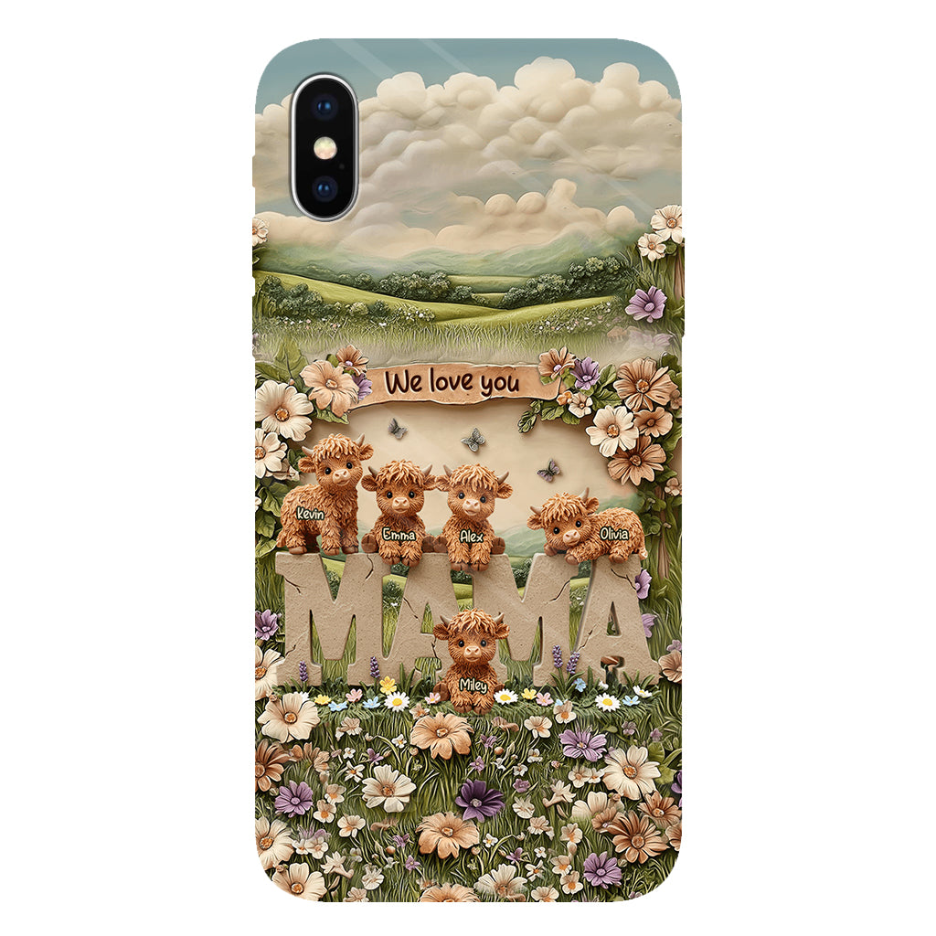 Cute Highland Cow Mama, Grandma - Personalized Mother Full Print Phone Case