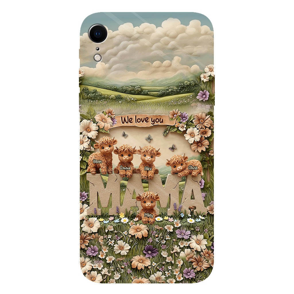 Cute Highland Cow Mama, Grandma - Personalized Mother Full Print Phone Case
