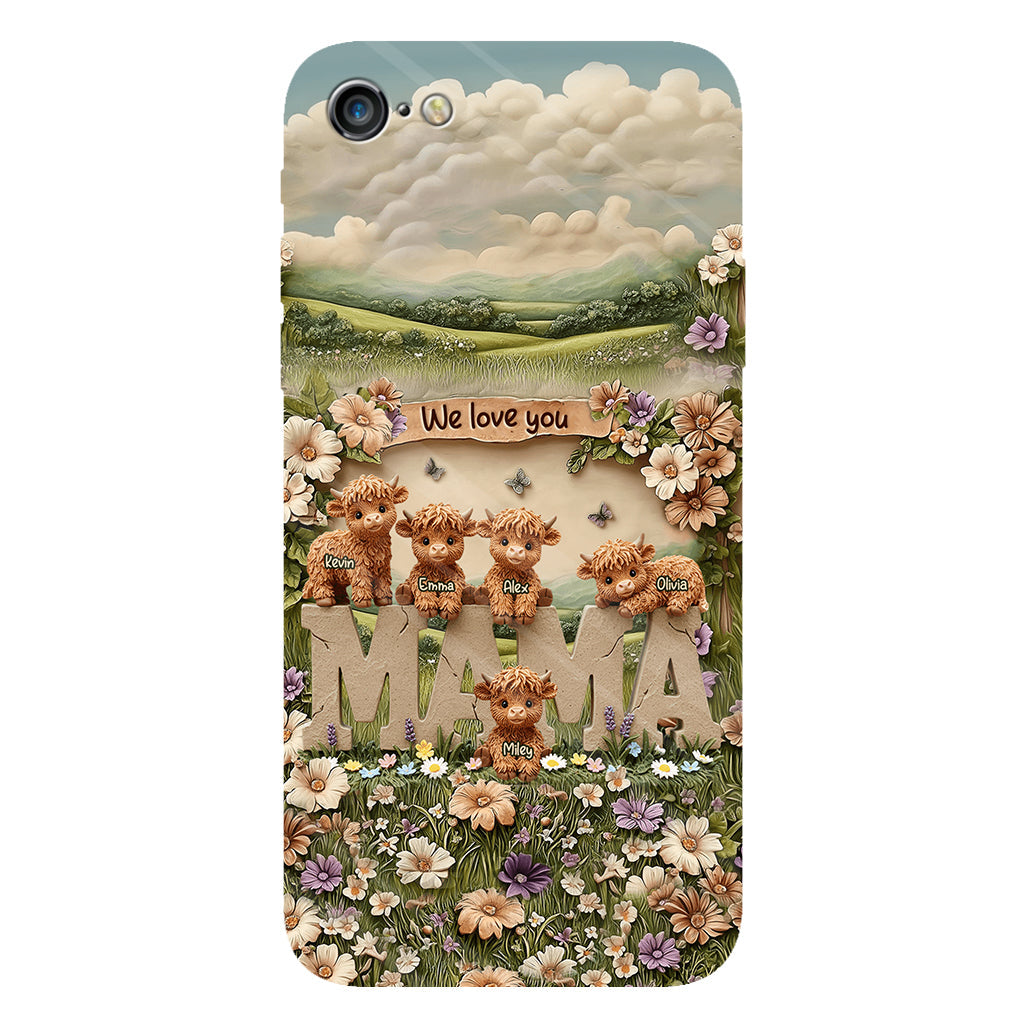 Cute Highland Cow Mama, Grandma - Personalized Mother Full Print Phone Case