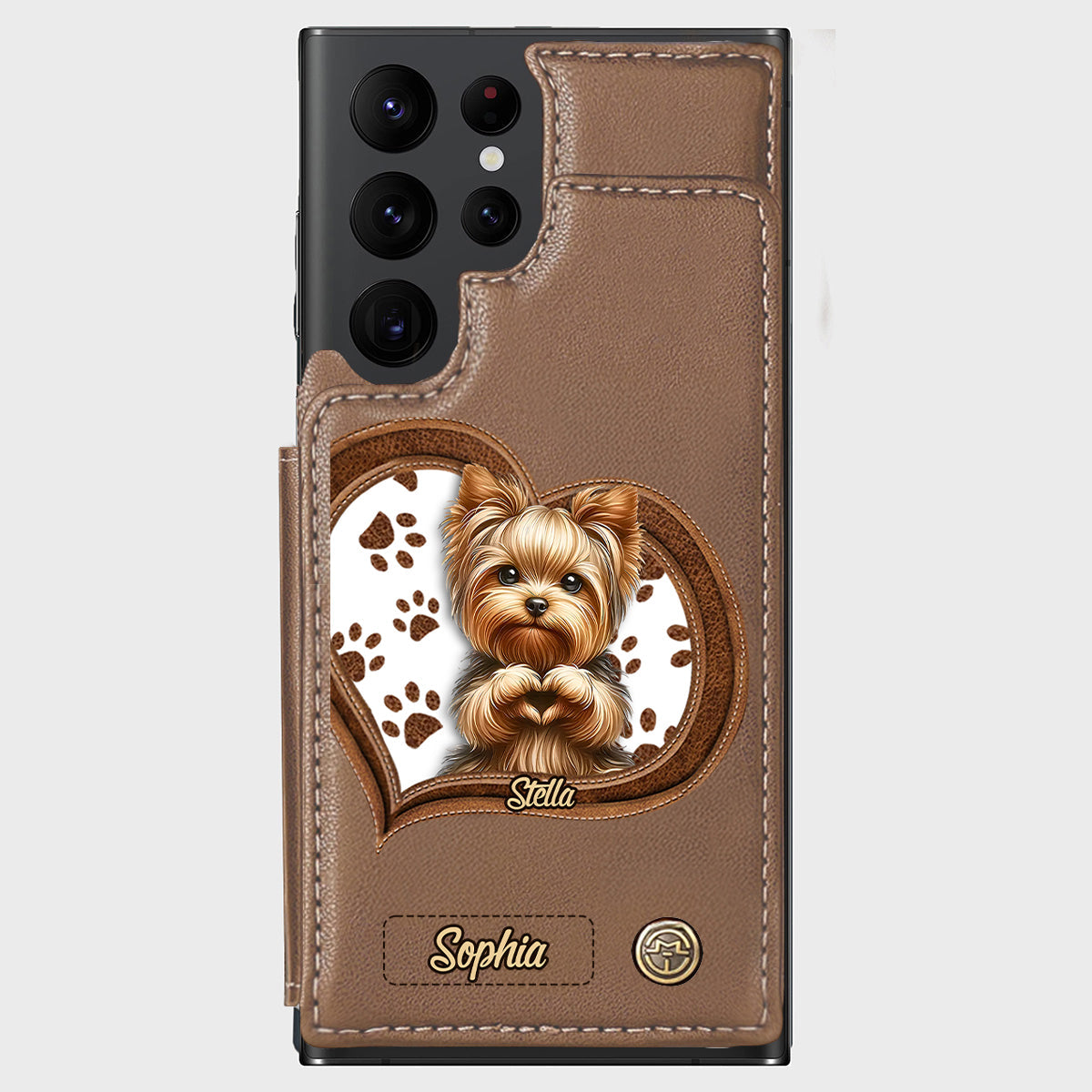 Puppy/ Kitty Makes Heart Hands - Personalized Dog Wallet Phone Case
