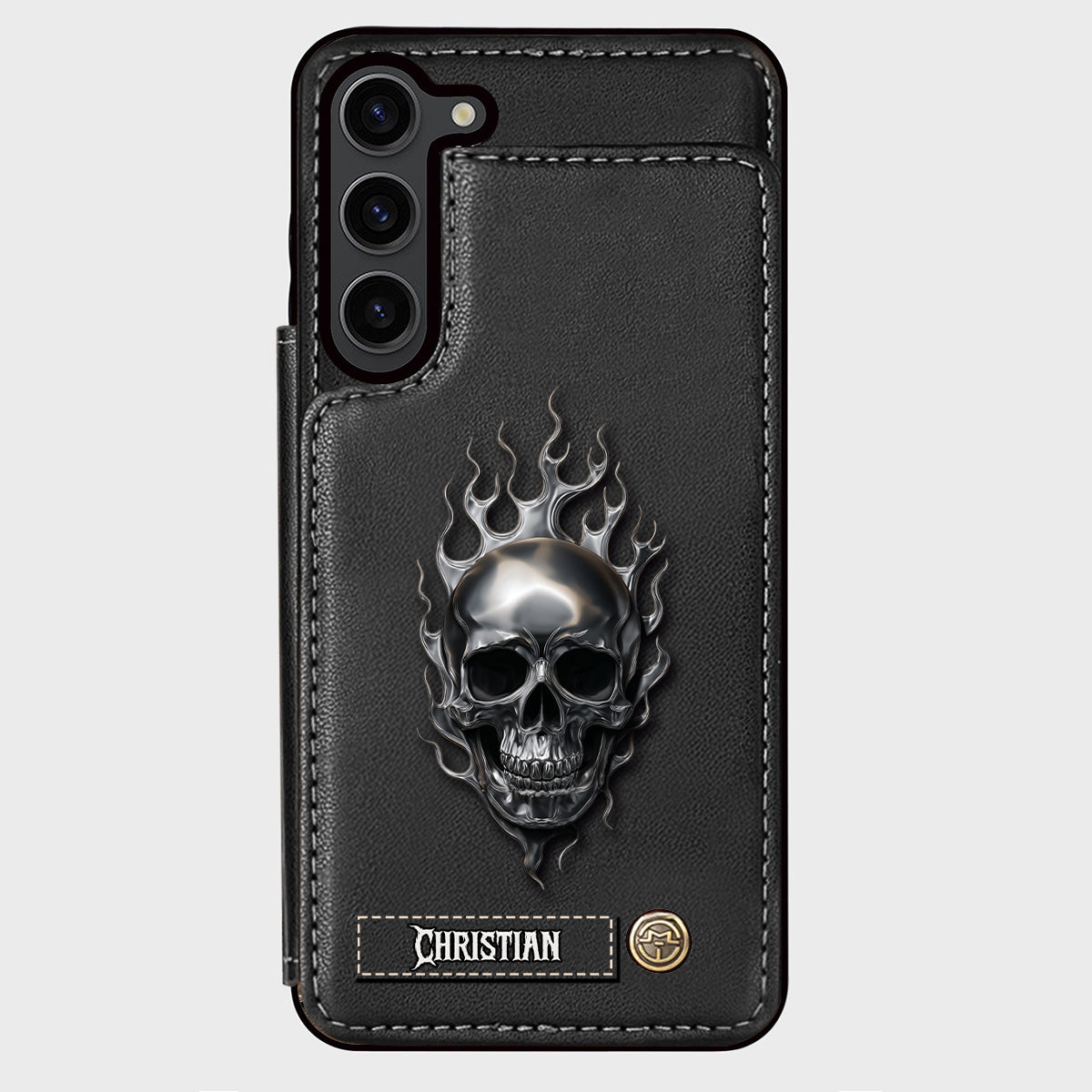Fire Skull - Personalized Skull Wallet Phone Case