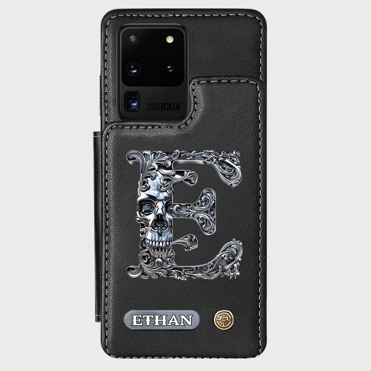 Skull Name Initial Letter - Personalized Skull Wallet Phone Case