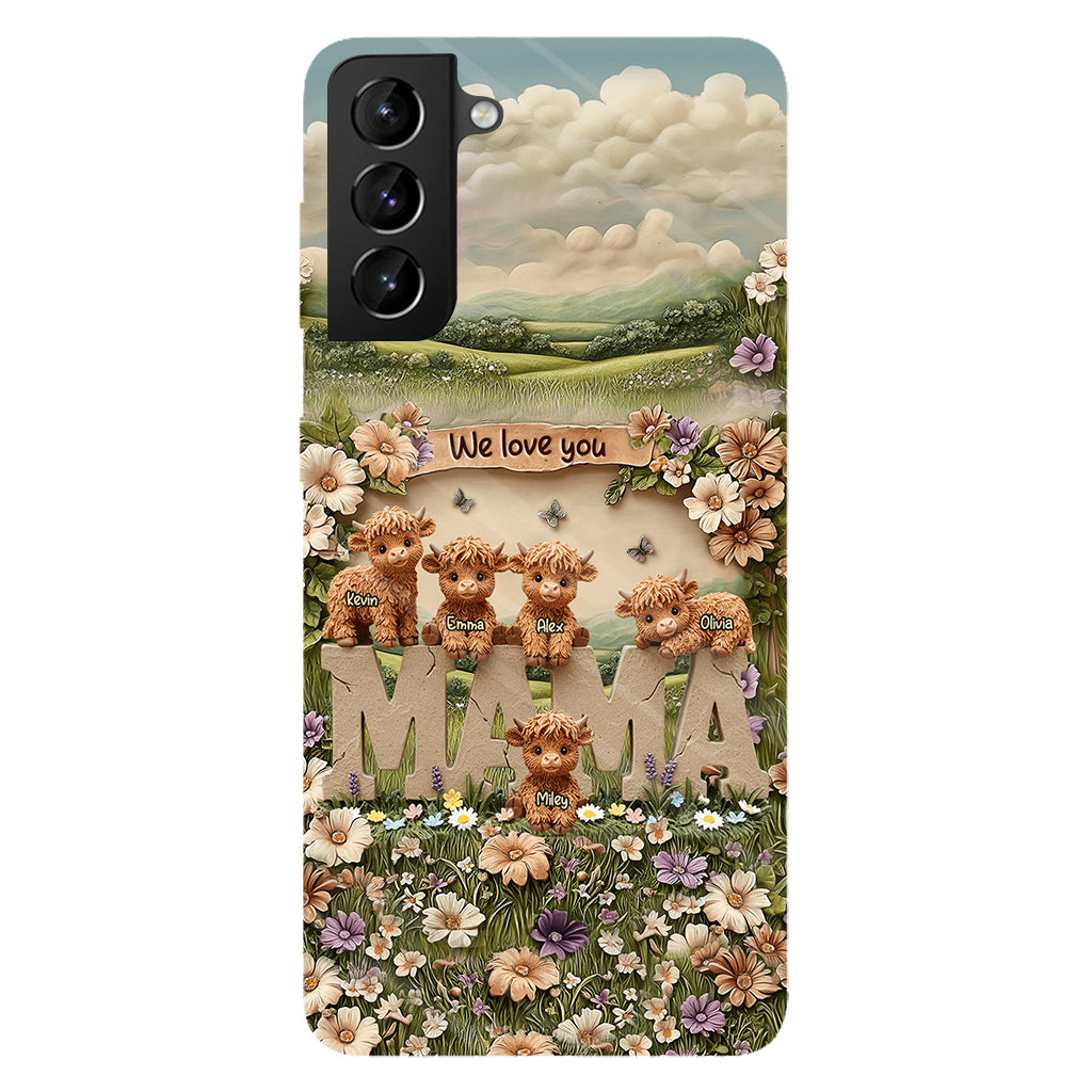 Cute Highland Cow Mama, Grandma - Personalized Mother Full Print Phone Case