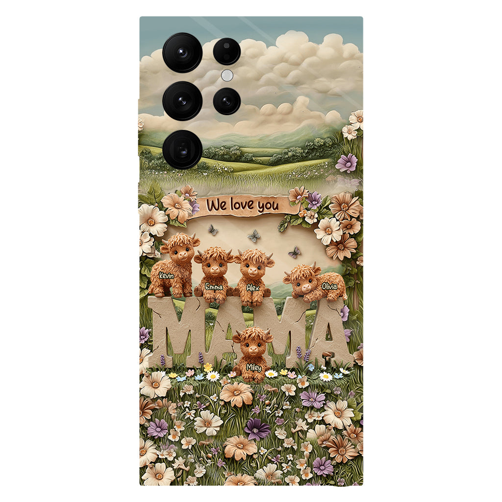 Cute Highland Cow Mama, Grandma - Personalized Mother Full Print Phone Case