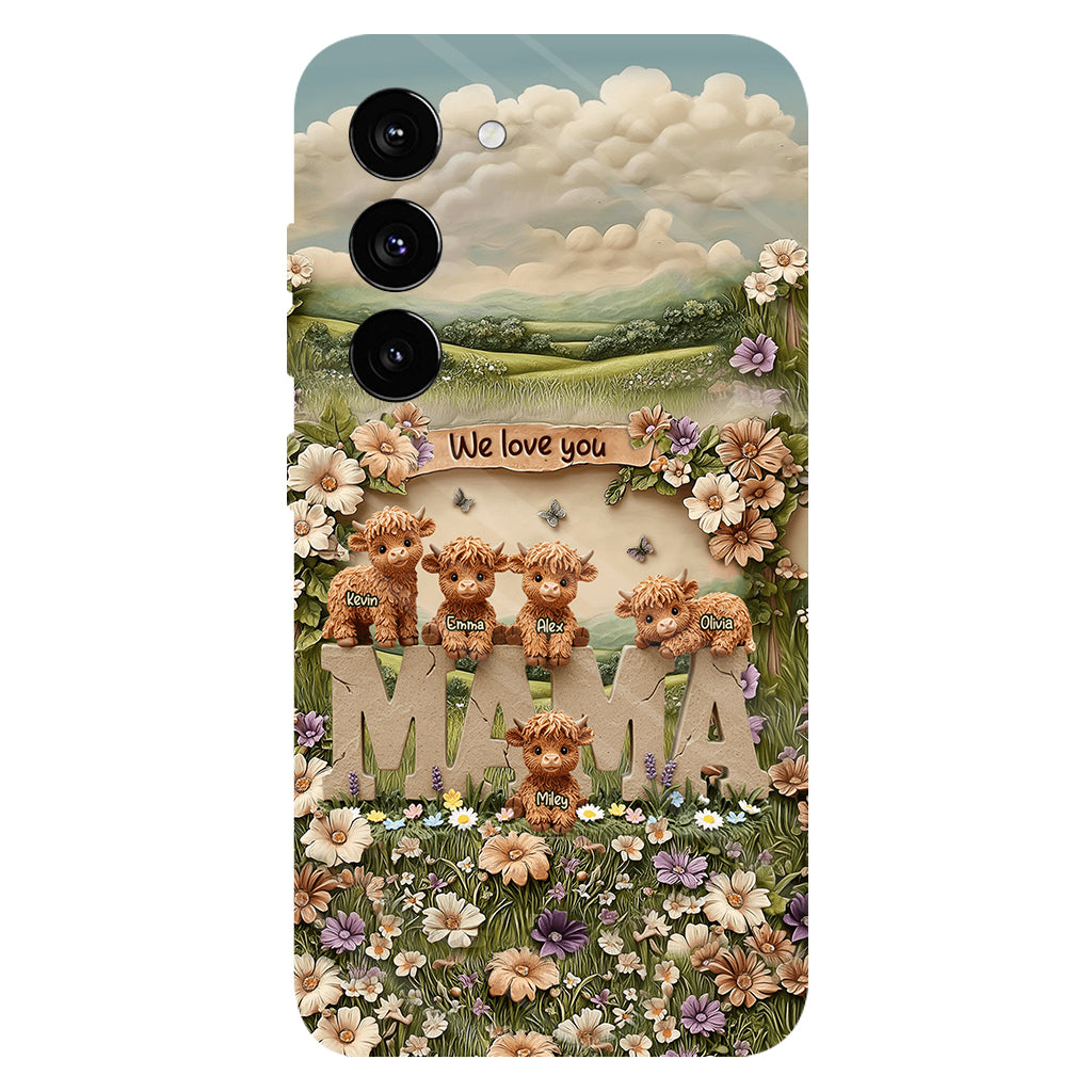 Cute Highland Cow Mama, Grandma - Personalized Mother Full Print Phone Case