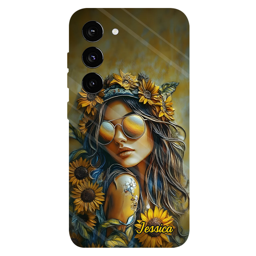 Hippie Soul Sunflower Girl - Personalized Hippie Full Print Phone Case