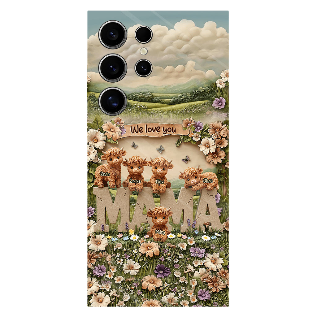 Cute Highland Cow Mama, Grandma - Personalized Mother Full Print Phone Case