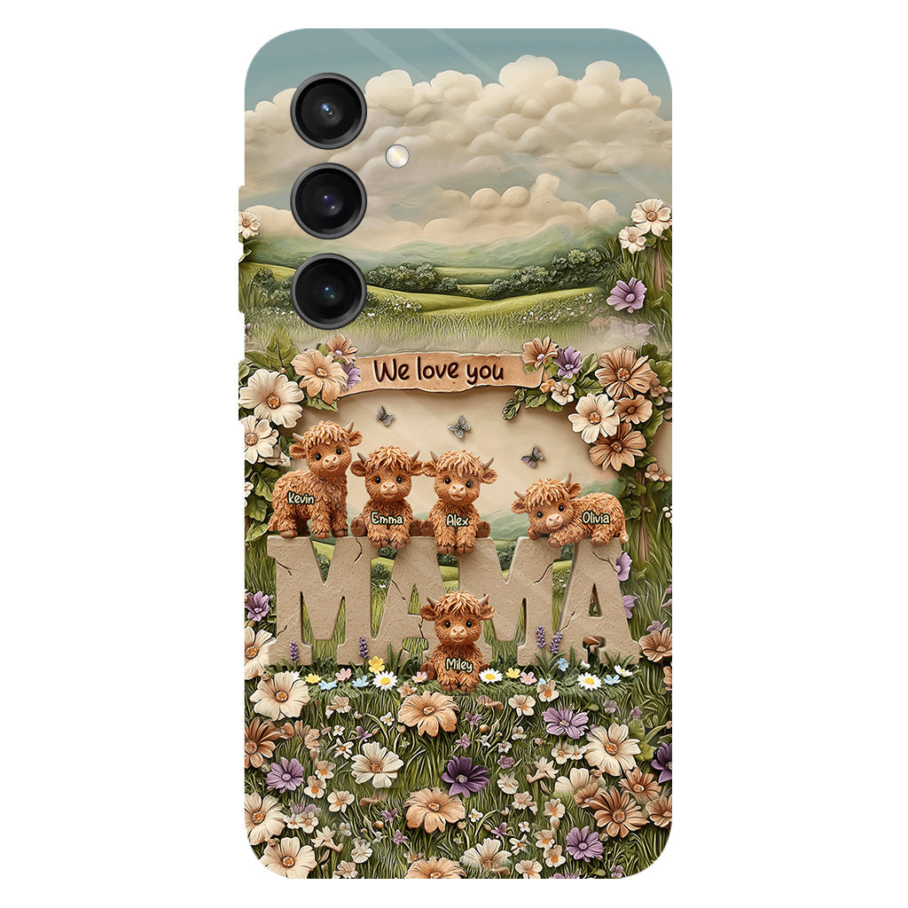 Cute Highland Cow Mama, Grandma - Personalized Mother Full Print Phone Case