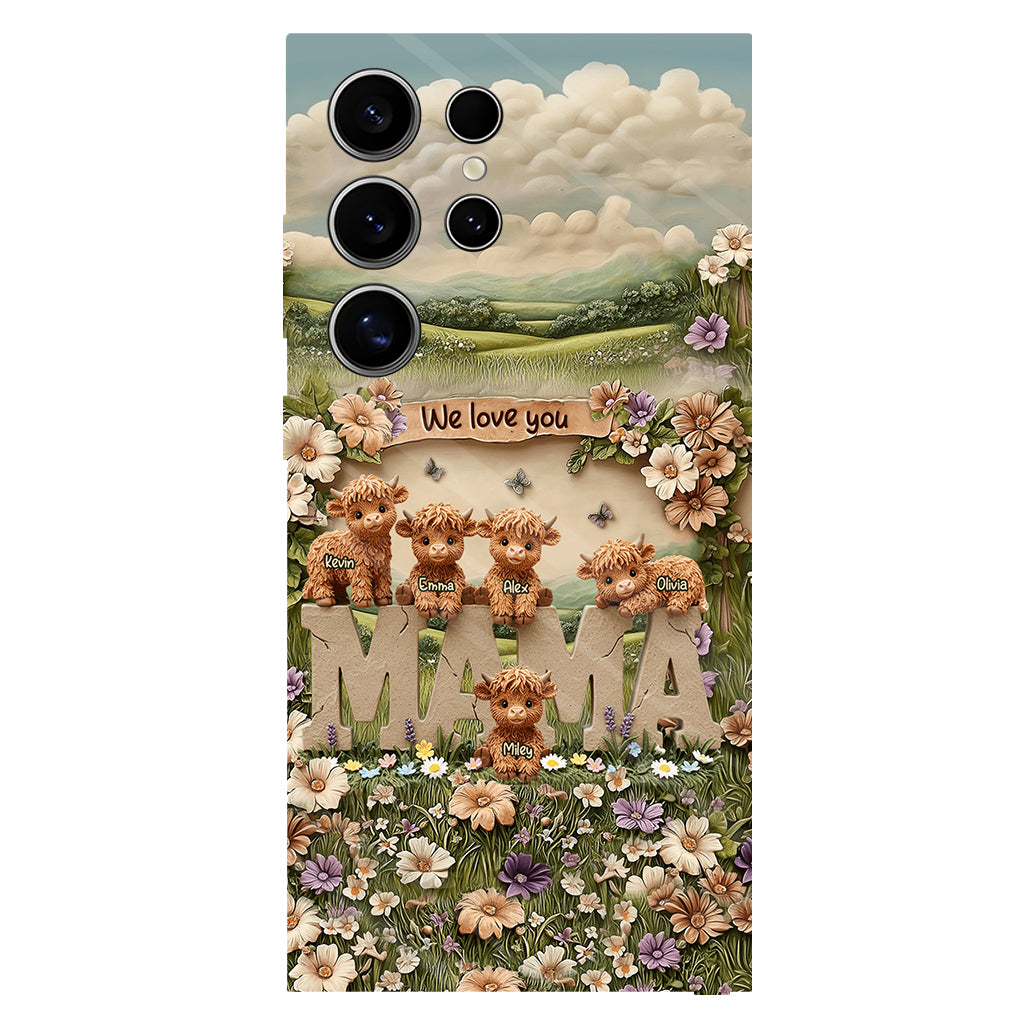 Cute Highland Cow Mama, Grandma - Personalized Mother Full Print Phone Case
