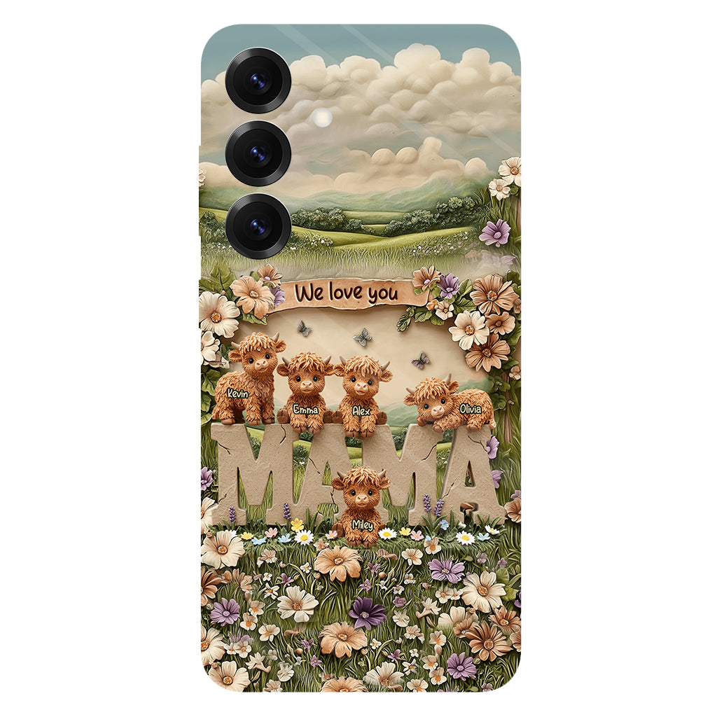 Cute Highland Cow Mama, Grandma - Personalized Mother Full Print Phone Case