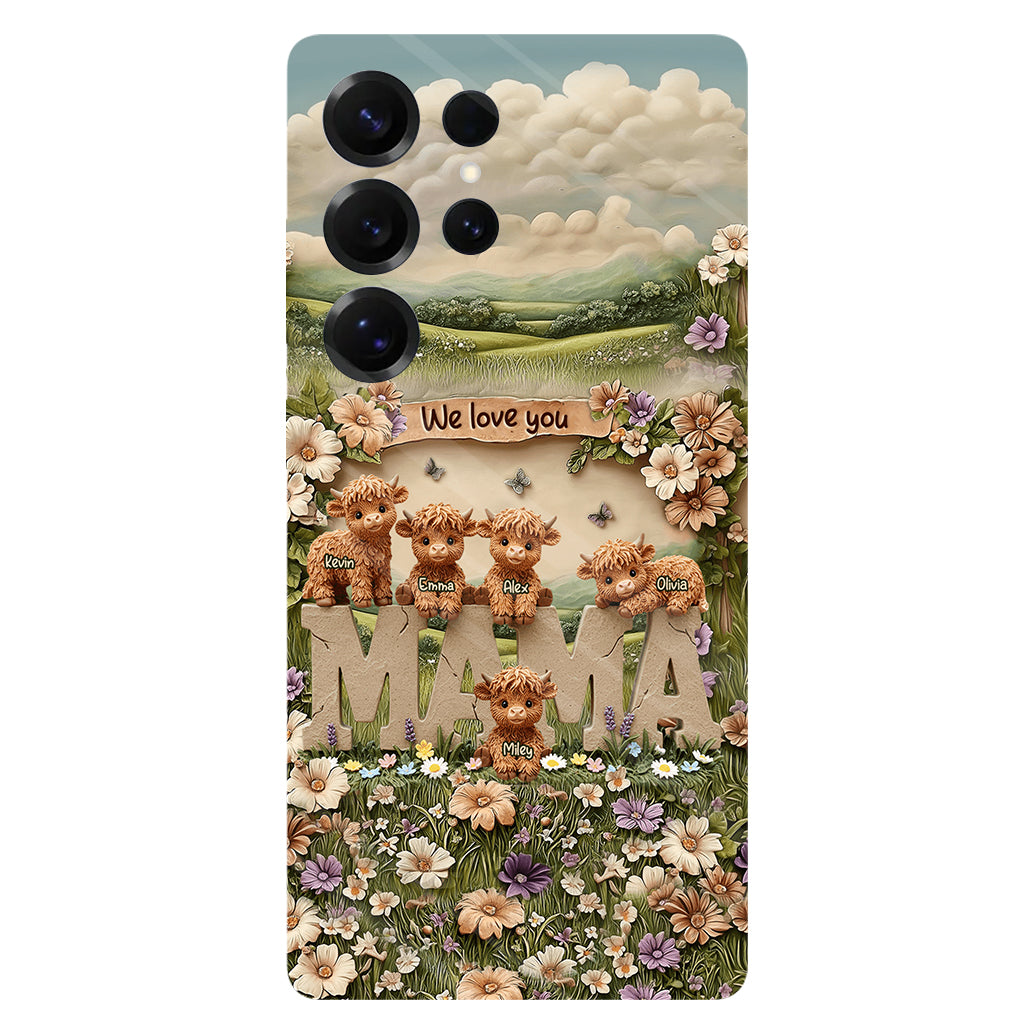 Cute Highland Cow Mama, Grandma - Personalized Mother Full Print Phone Case
