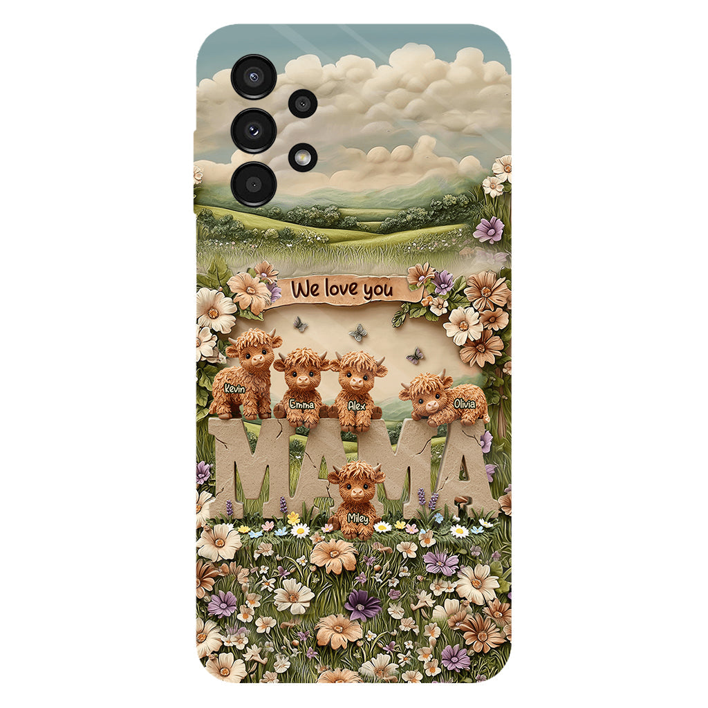 Cute Highland Cow Mama, Grandma - Personalized Mother Full Print Phone Case