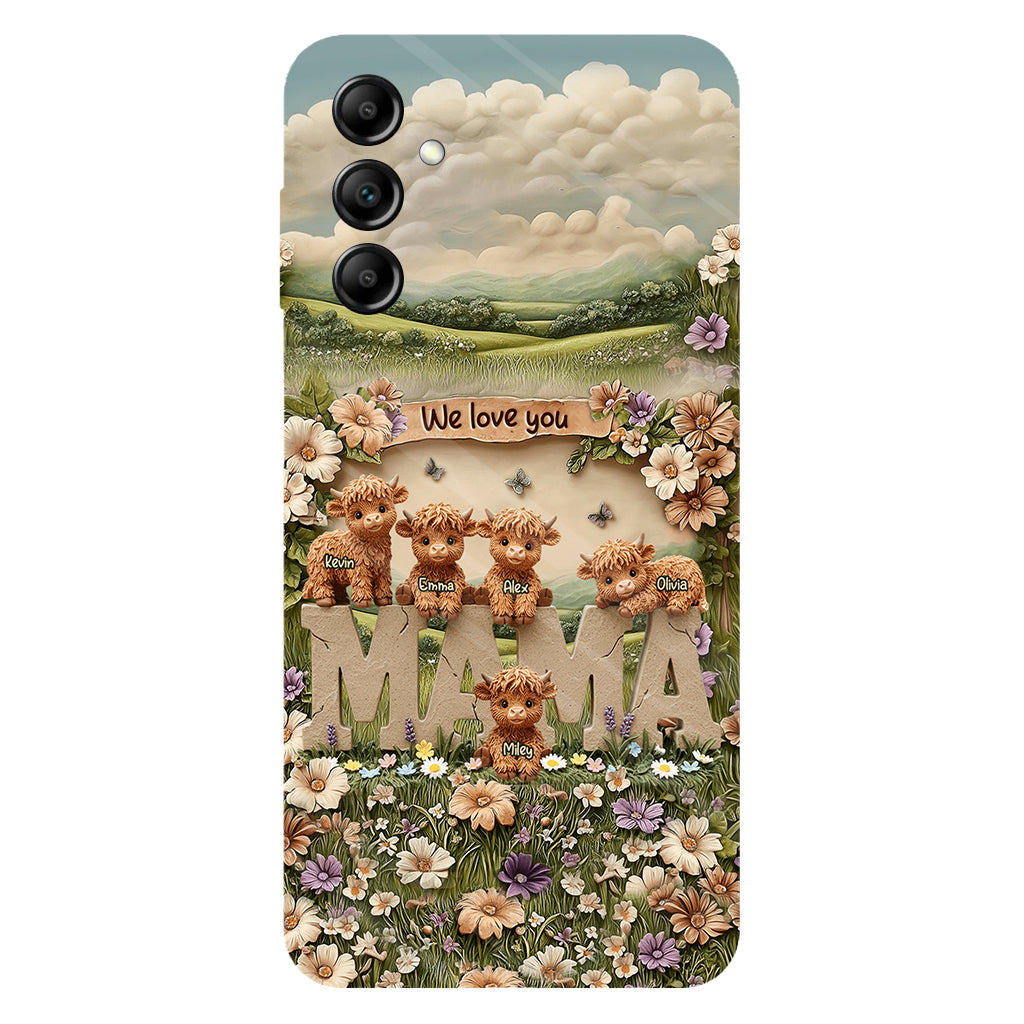 Cute Highland Cow Mama, Grandma - Personalized Mother Full Print Phone Case