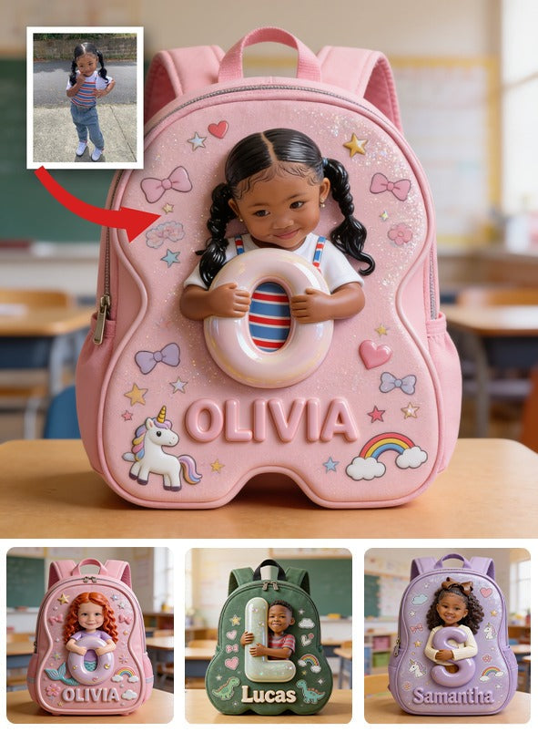 Personalisierter 3D Süßer Mädchen Rucksack in Pink mit Namen Geschenk für Kleinkinder