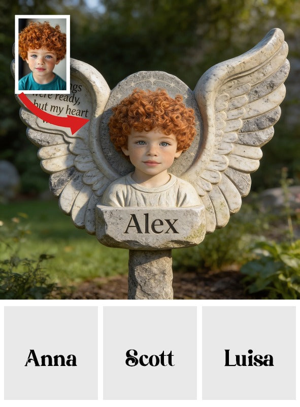 Personalisierte Kindermemorial-Engel Acrylgartenplakette 'Deine Flügel waren bereit' Erinnerungs-Geschenk