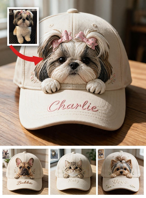 Casquette Classique Personnalisée Chouette Shih Tzu avec Nœud Rose, Cadeau Personnalisé pour Maman de Chien Shih Tzu et Propriétaires d'Animaux