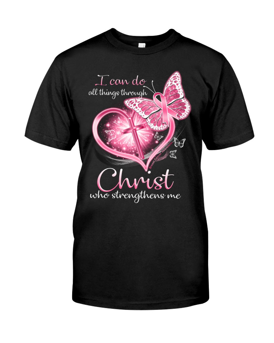 Sensibilisation au cancer du sein : Je peux tout faire grâce au Christ - T-shirt et sweat-shirt de sensibilisation au cancer du sein 0822