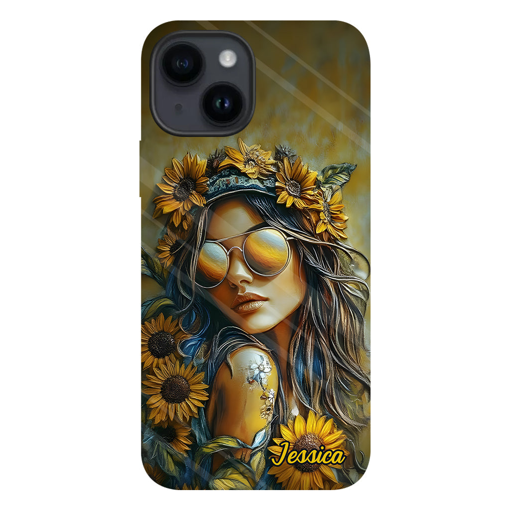 Hippie Soul Sunflower Girl - Personalized Hippie Full Print Phone Case