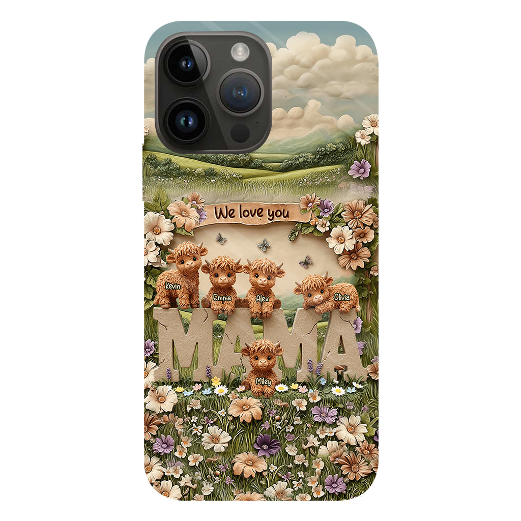 Cute Highland Cow Mama, Grandma - Personalized Mother Full Print Phone Case
