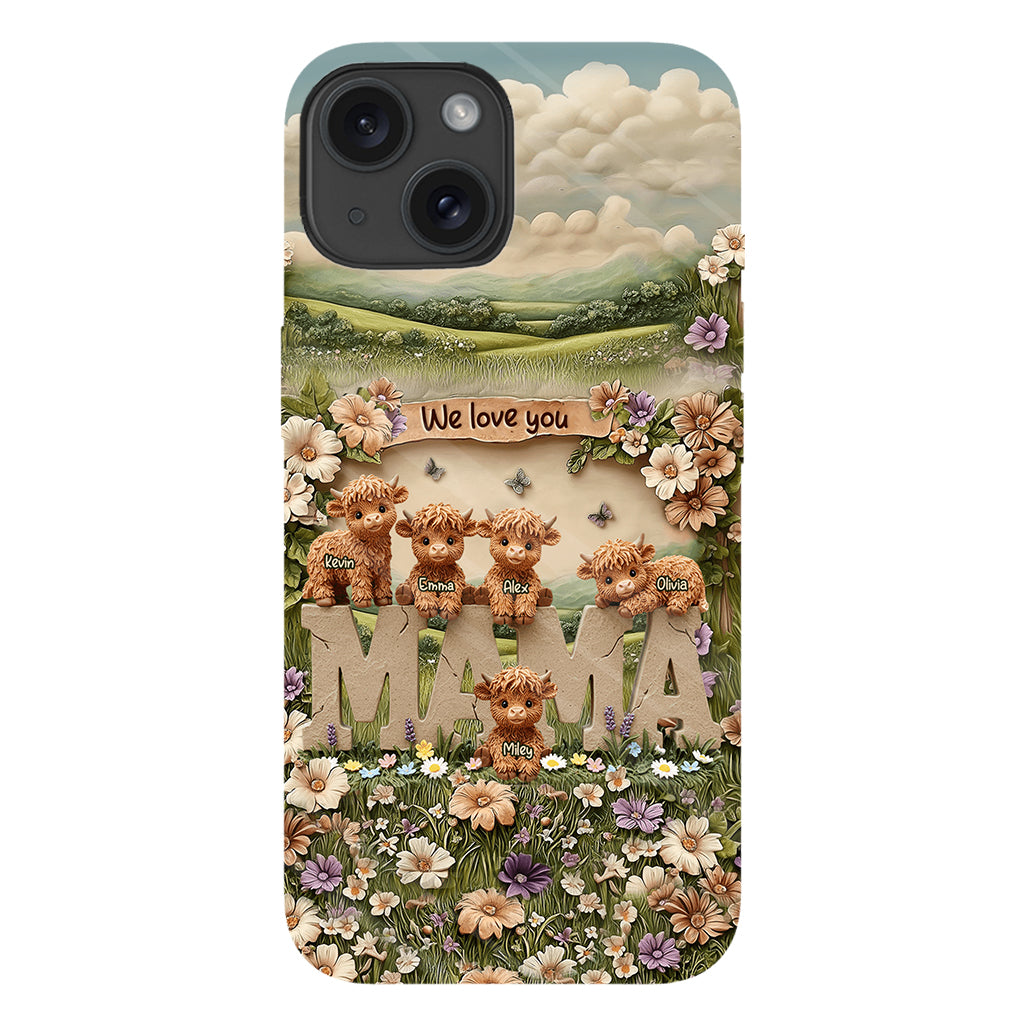 Cute Highland Cow Mama, Grandma - Personalized Mother Full Print Phone Case