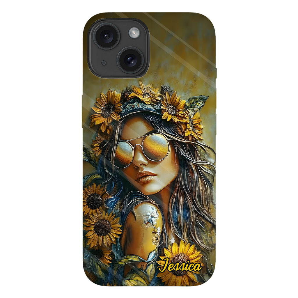 Hippie Soul Sunflower Girl - Personalized Hippie Full Print Phone Case