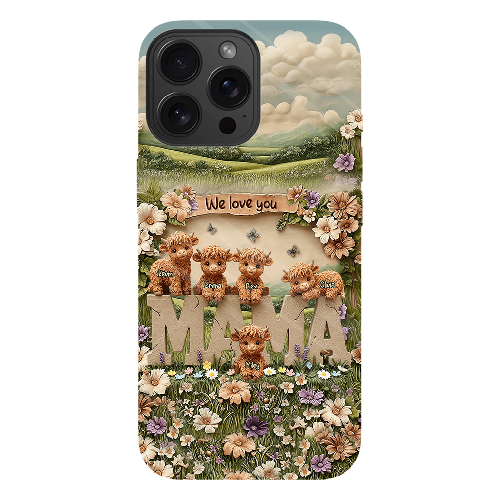 Cute Highland Cow Mama, Grandma - Personalized Mother Full Print Phone Case