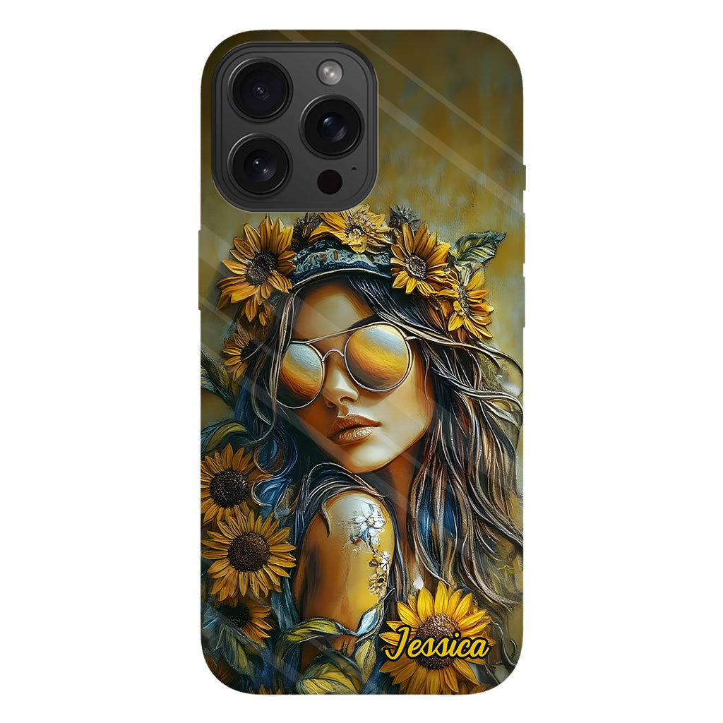 Hippie Soul Sunflower Girl - Personalized Hippie Full Print Phone Case