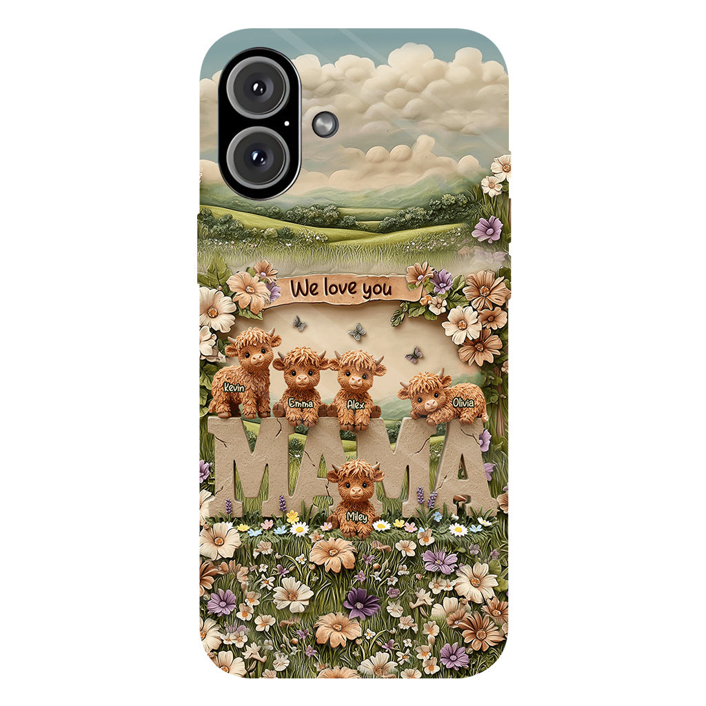 Cute Highland Cow Mama, Grandma - Personalized Mother Full Print Phone Case