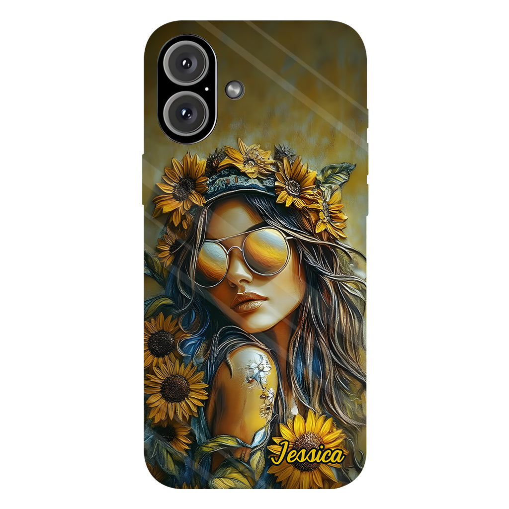Hippie Soul Sunflower Girl - Personalized Hippie Full Print Phone Case