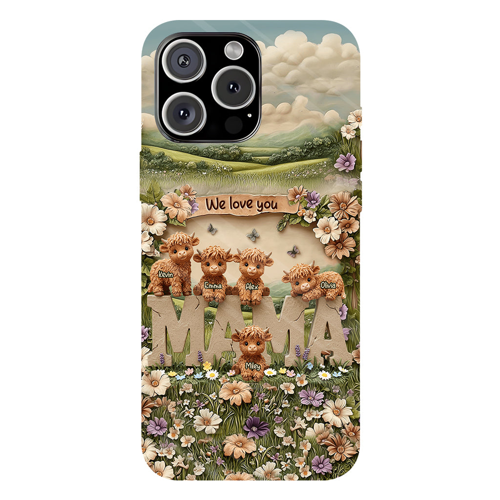 Cute Highland Cow Mama, Grandma - Personalized Mother Full Print Phone Case