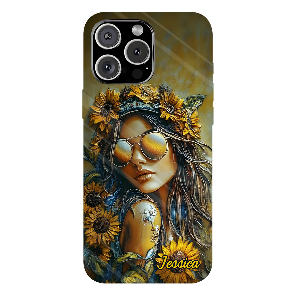 Hippie Soul Sunflower Girl - Personalized Hippie Full Print Phone Case