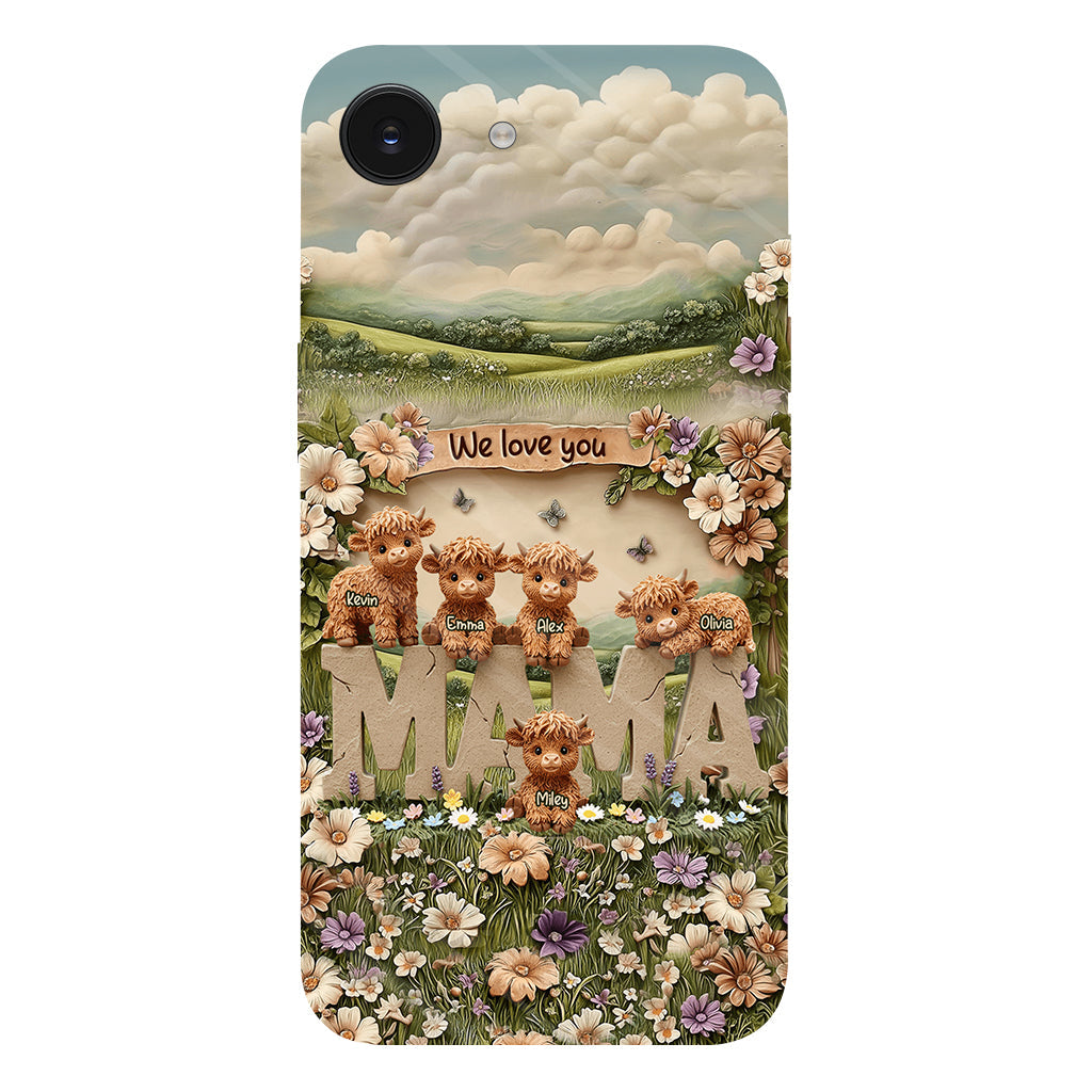 Cute Highland Cow Mama, Grandma - Personalized Mother Full Print Phone Case