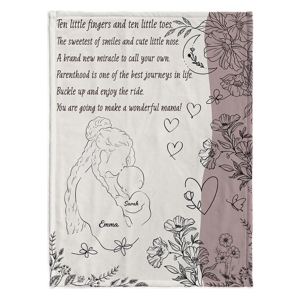 Ten Little Fingers And Ten Little Toes - Personalized Mother's Day Mother Blanket