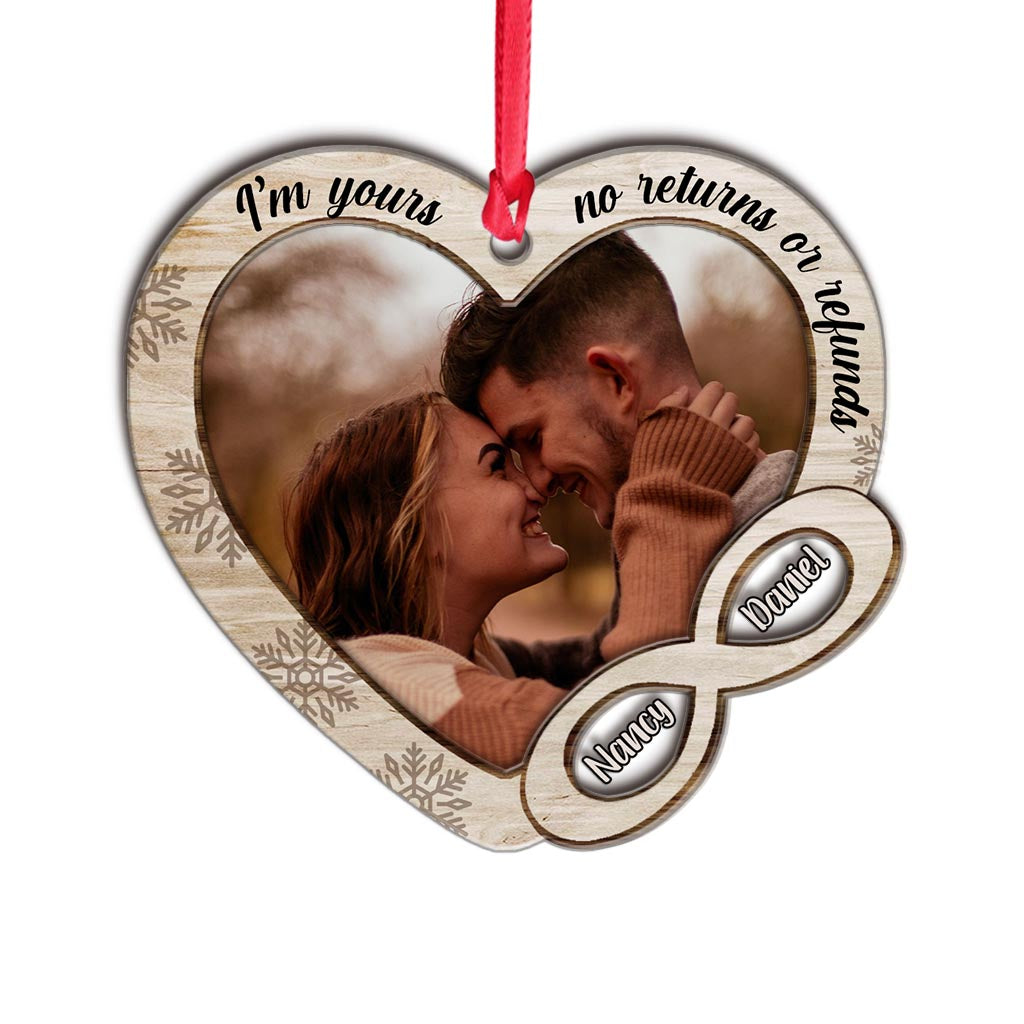 I'm Yours No Returns Or Refunds - Personalized Couple Layers Mix Ornament